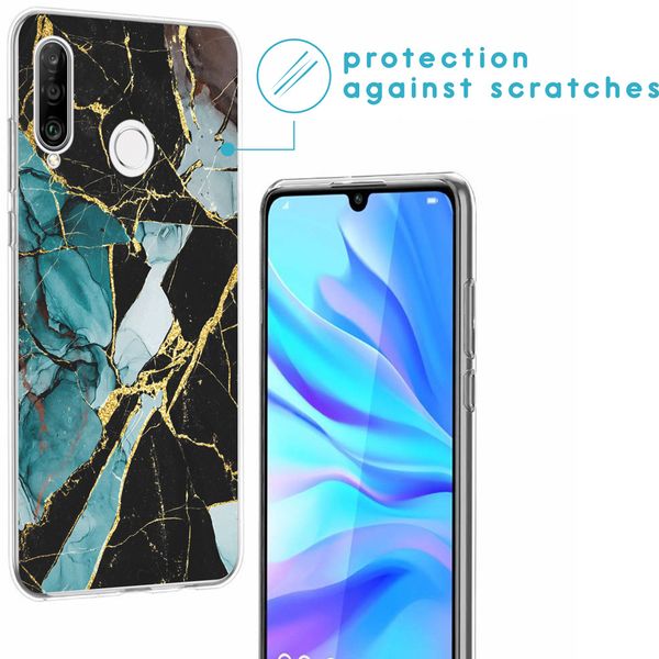 imoshion Design Hülle Huawei P30 Lite - Marmor - Blau