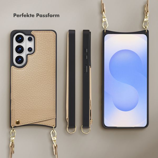 Selencia Nova HandyHülle mit Kordel und Kartenhalter Samsung Galaxy S26 Ultra - Beige