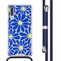 imoshion Design Hülle mit Band Samsung Galaxy A70 - Cobalt Blue Flowers Connect