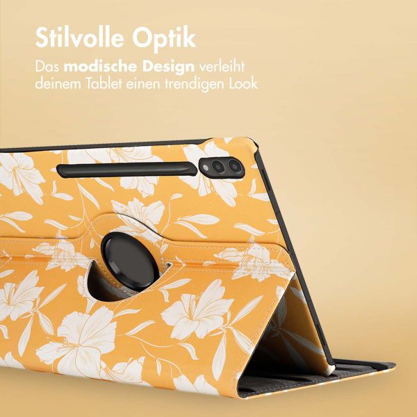 imoshion 360° drehbare Design Klapphülle für das Samsung Galaxy Tab S10 Ultra / Tab S9 Ultra - Yellow Flowers