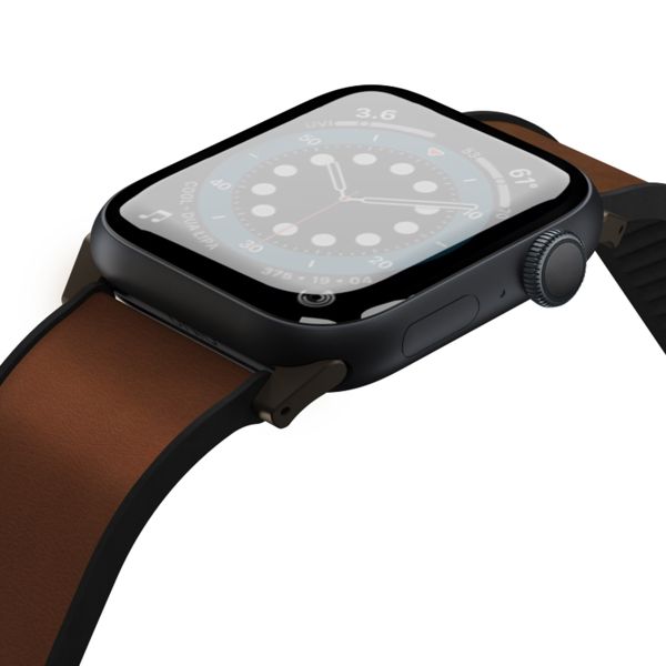 Uniq Straden Wasserdichtes Lederarmband für das  Apple Watch Series 1 t/m 11 / SE / Ultra (44/45/46/49 mm) - Toffee