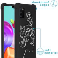 imoshion Design Hülle mit Band für das Samsung Galaxy A41 - Woman Flower Black