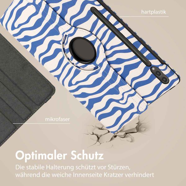 imoshion 360° drehbare Design Klapphülle Samsung Galaxy Tab S10 Ultra / Tab S9 Ultra - White Blue Stripes