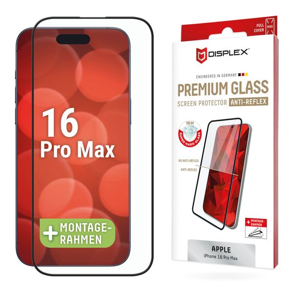 Displex Bildschirmschutzfolie Real Glass Full Cover für das iPhone 16 Pro Max