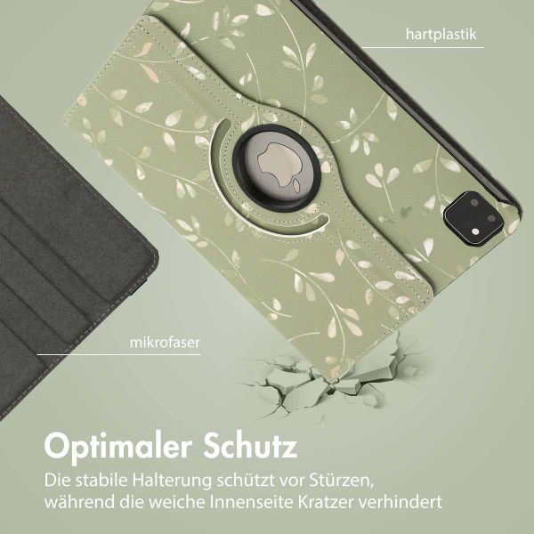 imoshion 360° drehbare Design Klapphülle für das iPad Pro 11 (2024) M4 - Green Flowers