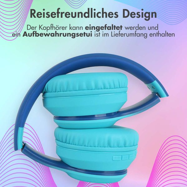 imoshion Kabellose Kinderkopfhörer LED Light - Dezibelbegrenzer - Mit AUX-Kabel - Cobalt Blue / Soft Blue
