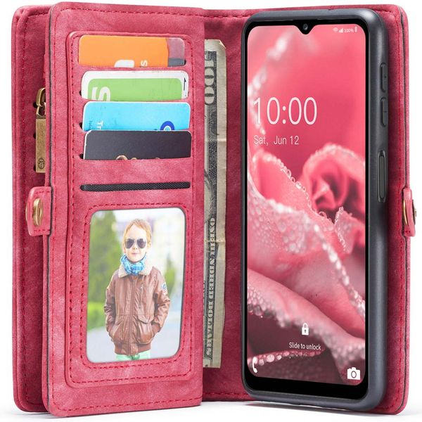 CaseMe Luxuriöse 2-in-1-Portemonnaie-Klapphülle Leder für das Samsung Galaxy A13 (5G) / A04s - Rot