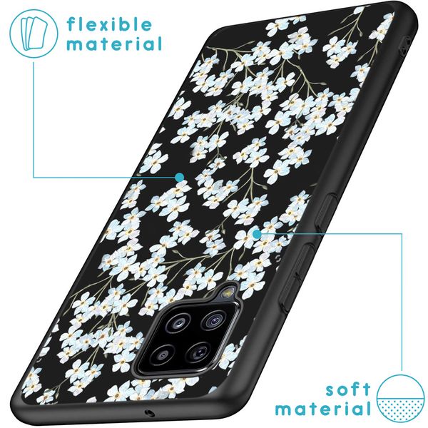 imoshion Design Hülle Samsung Galaxy A42 - Blume - Weiß / Schwarz