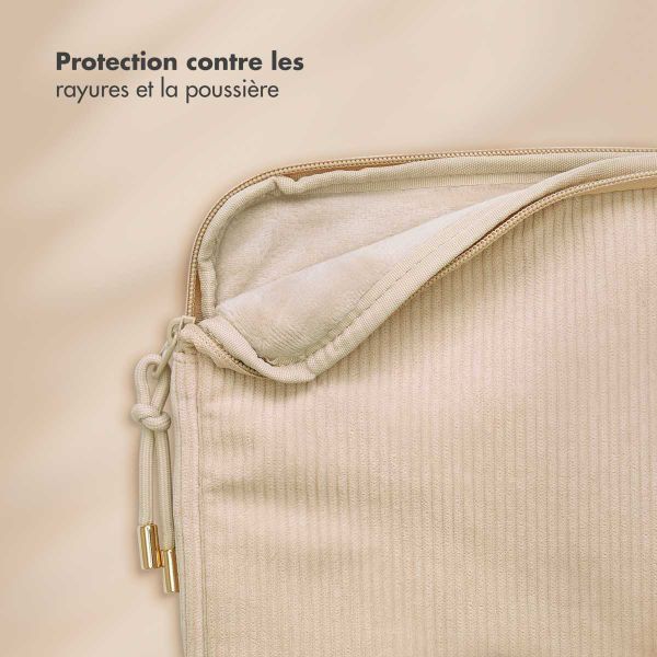 Selencia Cord Laptop Hülle 13-14 Zoll - Laptop Sleeve - Beige