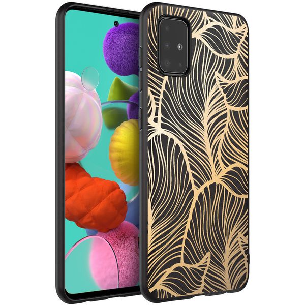 imoshion Design Hülle für das Samsung Galaxy A51 - Blätter / Schwarz