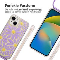 imoshion Design Hülle mit Band Apple iPhone 15 - Tropical Violet Flowers Connect