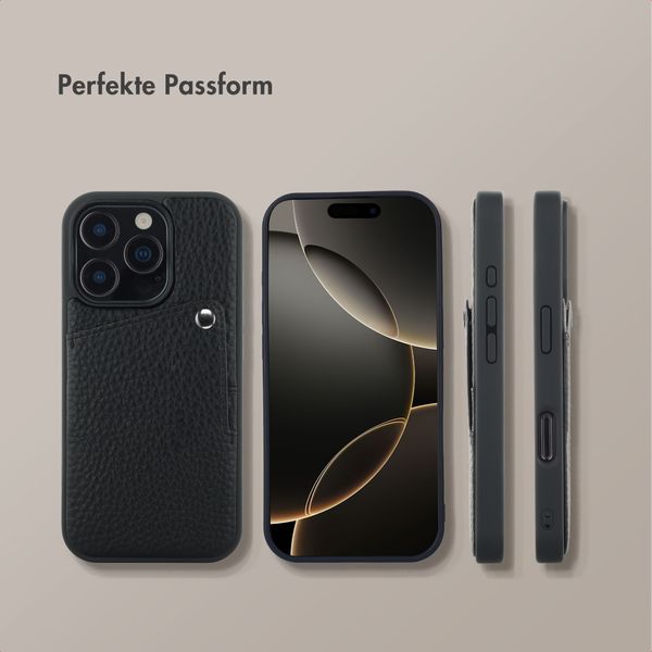 Selencia Riva Back Cover mit Kartenfach Apple iPhone 16 Pro - Schwarz