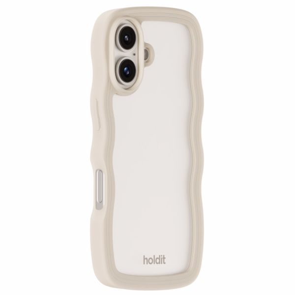 Holdit Wavy Case für das iPhone 16 - Light Beige / Transparent