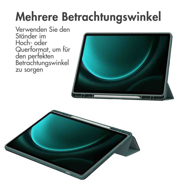 imoshion Trifold Hardcase Klapphülle Samsung Tab S10 Plus / Tab S9 FE Plus / Tab S9 Plus 12.4 Zoll - Grün