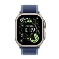Apple Trail Loop Armband für das  Apple Watch Series 1 t/m 11 / SE / Ultra (44/45/46/49 mm) - Größe M/L - Blue / Bright Blue Natural Titanium