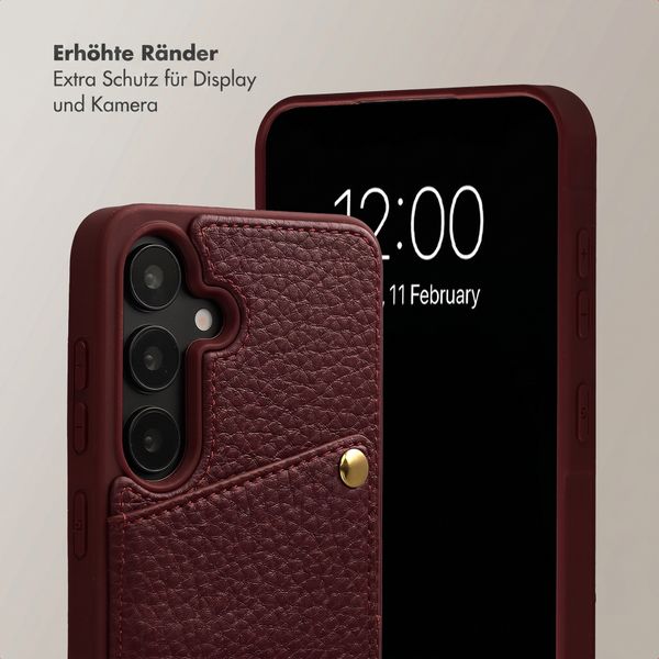 Selencia Nova HandyHülle mit Kordel und Kartenhalter Samsung Galaxy S25 / S24 - Bold Burgundy
