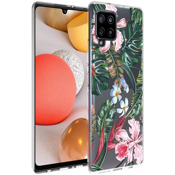 imoshion Design Hülle Samsung Galaxy A42 - Dschungel - Grün / Rosa