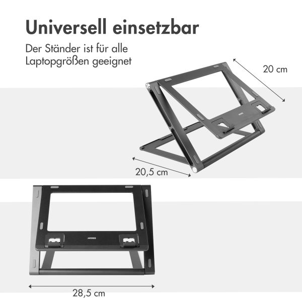 Accezz Origami Laptop Stand - Laptopständer - Verstellbar und faltbar - Universal - Dunkelgrau