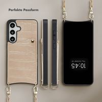 Selencia Nova Croco HandyHülle mit Kordel und Kartenhalter Samsung Galaxy S24 / S25 - Beige