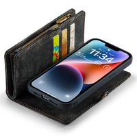 CaseMe Luxuriöse 2-in-1-Portemonnaie-Klapphülle Leder für das iPhone 14 - Schwarz