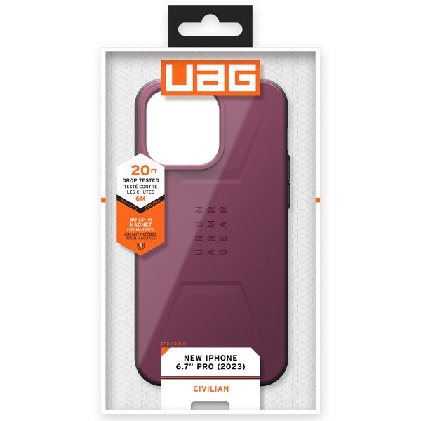 UAG Civilian Backcover MagSafe Apple iPhone 15 Pro Max - Bordeaux