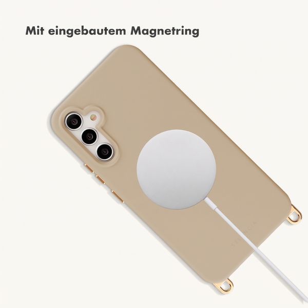 Selencia Rivièra Backcover mit MagSafe mit abnehmbaren Haken Samsung Galaxy A34 (5G) - Milky Latte