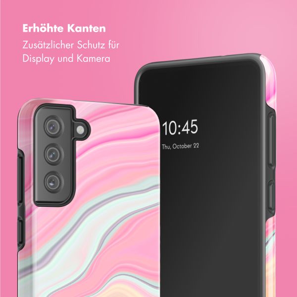 Selencia Vivid Back Cover Samsung Galaxy S21 FE - Pastel Lipstick Marble