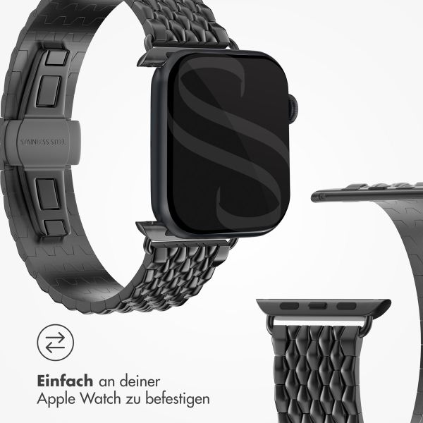 Selencia Drachenarmband aus Stahl für die Apple Watch Series 1 bis 9 / SE (38/40/41 mm) | Series 10 (42 mm) - Schwarz