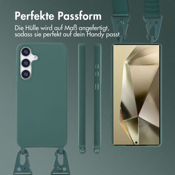 Selencia SilikonHülle mit abnehmbarem Band Samsung Galaxy S25 Ultra - Dunkelgrün