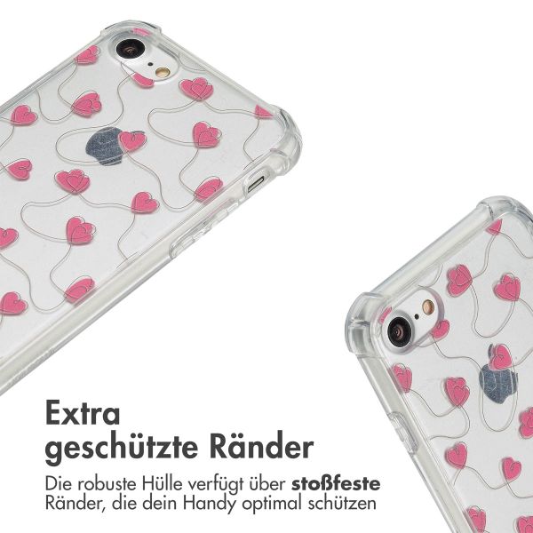 imoshion Design Hülle mit Band Apple iPhone SE (2022 / 2020) / 8 / 7 - Dusty Rose Connected Hearts
