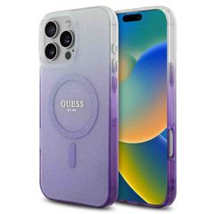 Guess MagSafe IML Glitter Gradient Case für das iPhone 16 Pro Max - Purple