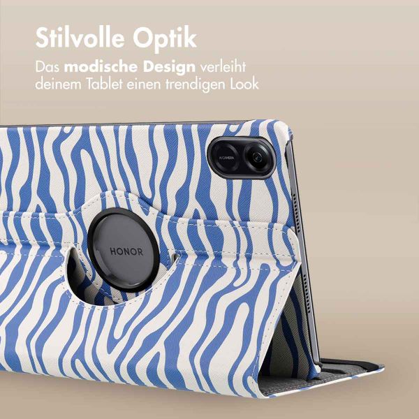 imoshion 360° drehbare Design Klapphülle für das Honor Pad X9 - White Blue Stripes