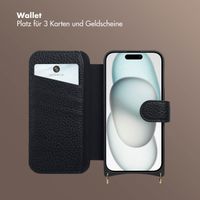 Selencia Riva Bookcase mit MagSafe und Handgelenkband Apple iPhone 15 - Schwarz