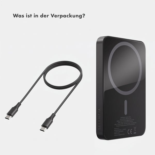 Selencia Vivid Powerbank 5.000 mAh - MagSafe und Qi - Black / Bonbon Stripe Blueberry