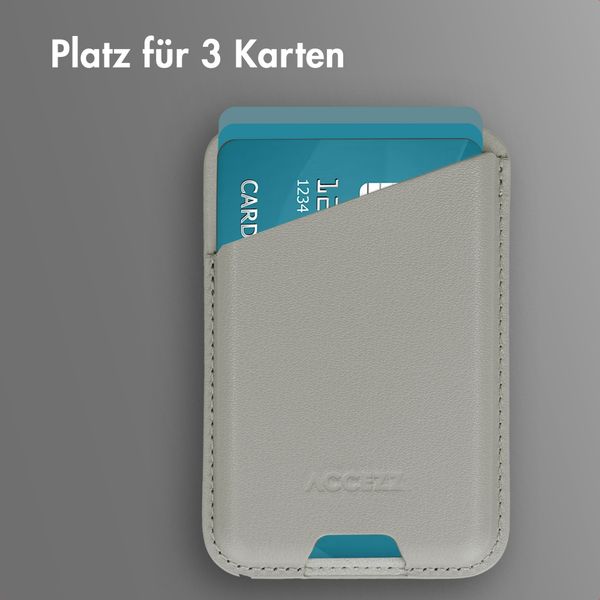 Accezz Magnetischer Lederkartenhalter - Geeignet für Apple Find My - Light Grey