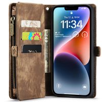 CaseMe Luxuriöse 2-in-1-Portemonnaie-Klapphülle Leder für das iPhone 14 - Braun