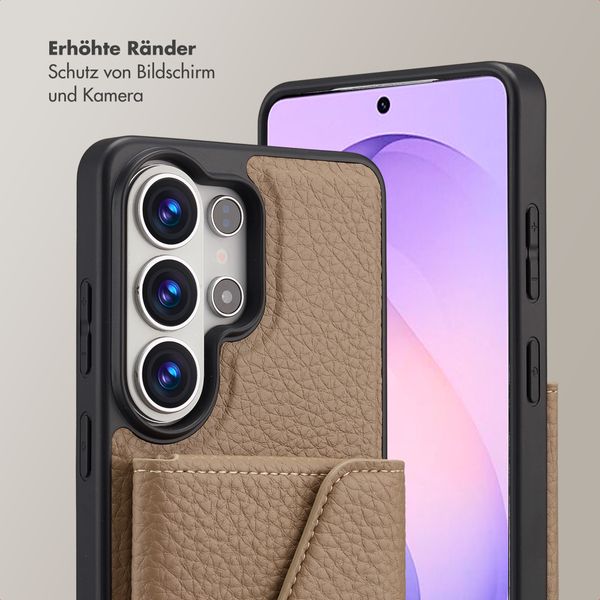 Selencia Sera HandyHülle mit Kordel und Umschlag-Kartenhalter Samsung Galaxy S26 Ultra - Taupe
