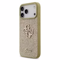 Guess 4G Metal Logo Back Cover mit Glitter Apple iPhone 17 Pro - Gold