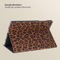 Selencia Sabi Klapphülle mit Leopardenmuster Samsung Galaxy Tab A11 Plus - Mocha Brown