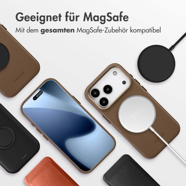 Accezz MagSafe Leather Backcover Apple iPhone 17 Pro - Kaffeebraun
