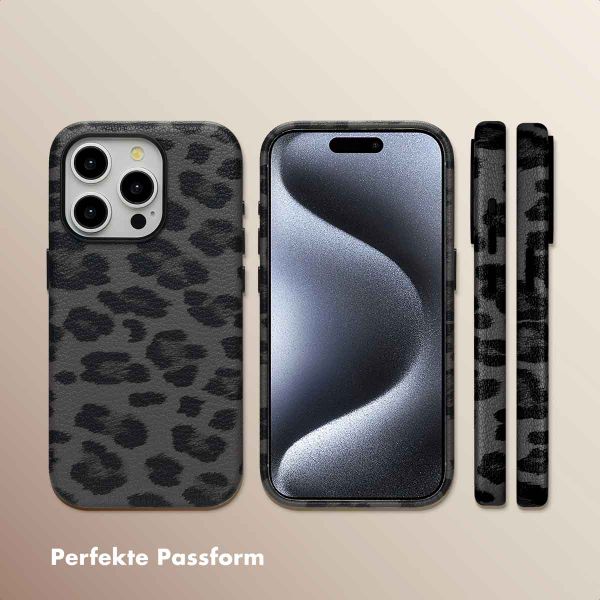 Selencia Sabi Backcover Leopardenmuster mit MagSafe Apple iPhone 15 Pro - Midnight Black