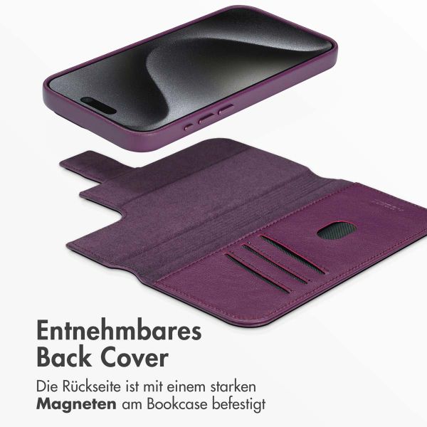 Accezz 2-in-1 Klapphülle aus Leder mit MagSafe für das Apple iPhone 15 Pro Max - Heath Purple