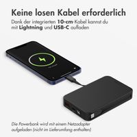 Accezz Powerbank 10.000 mAh mit integrierten Kabeln – Schwarz