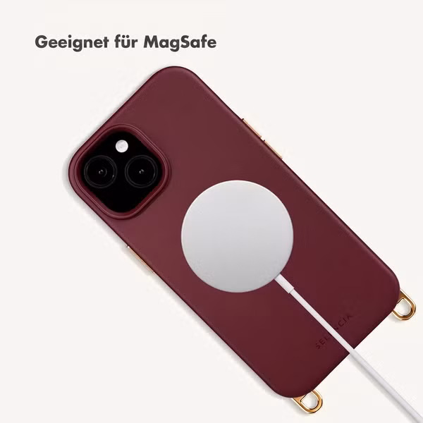 Selencia Rivièra Backcover mit MagSafe mit abnehmbaren Haken Apple iPhone 14 / 13 - Bold Burgundy