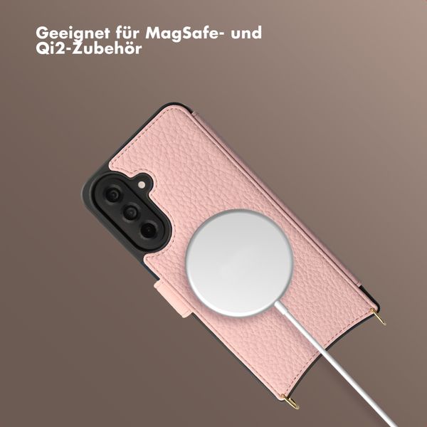Selencia Riva Bookcase mit MagSafe und Handgelenkband Samsung Galaxy A37 (5G) - Old Pink