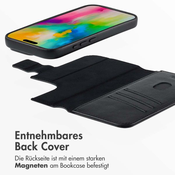 Accezz 2-in-1 Klapphülle aus Leder mit MagSafe für das iPhone 16 Pro - Onyx Black