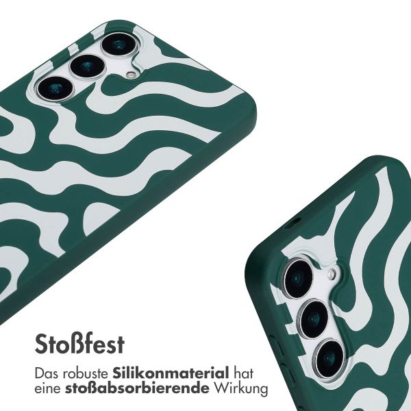 imoshion Silikonhülle design mit Band für das Samsung Galaxy S25 Plus - Petrol Green Groovy