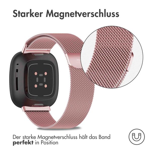 imoshion Magnetisches Milanaise Armband für das  Fitbit Versa 3 - Größe S - Rosa
