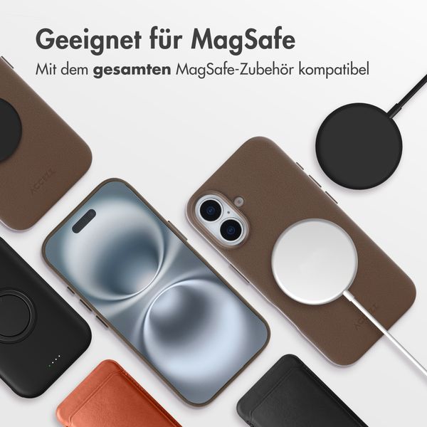 Accezz MagSafe Leather Backcover Apple iPhone 16 - Kaffeebraun