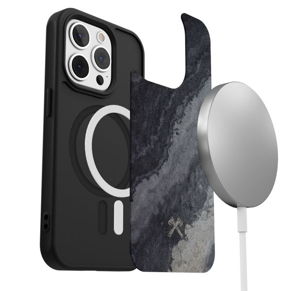 Woodcessories Bumper Case MagSafe für das iPhone 15 Pro Max - Stone Camo Gray Black